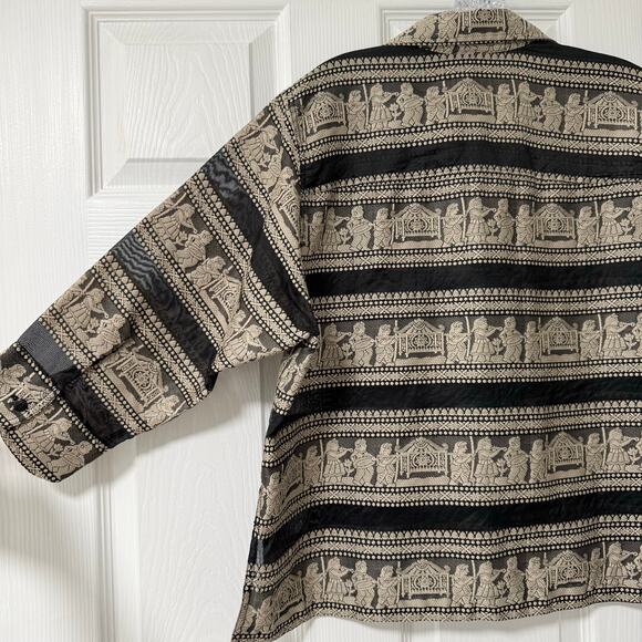 Chico's Design Women's Black & Gold Artsy Sheer Top Size 1. - Picture 10 of 11